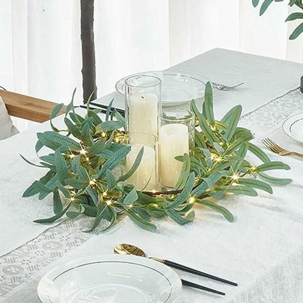 Lghted Olive Garland Battery Operated with Timer 96 Fairy Lights 6FT,